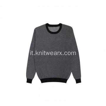 Pullover girocollo morbido lavorato a maglia in tweed jacquard da uomo